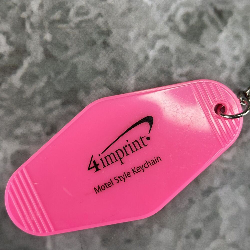 4imprint Motel Style Keychain Pink Plastic Retro Diamond Hotel Key Tag